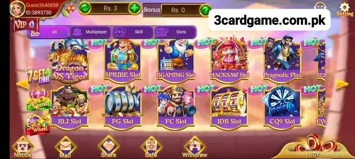 Variety of games in 3 card app